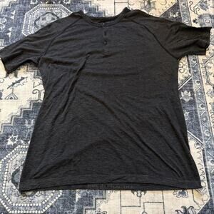 Lululemon Shirt Tech Henley Snap Button Short Sleeve Men X-Large Black